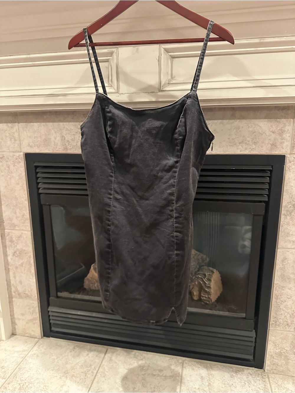 Divided Charcoal Black Mini Denim Slip Dress